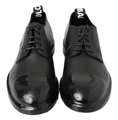 Pre-owned Dolce & Gabbana Black Leather Derby Dress Men's Shoes ()