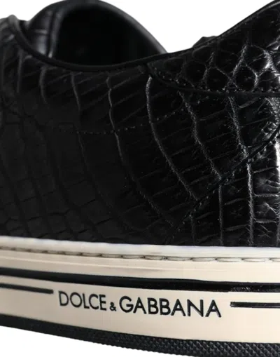 Dolce & Gabbana Black Leather Men Low Top Sneakers Men's Shoes In Black