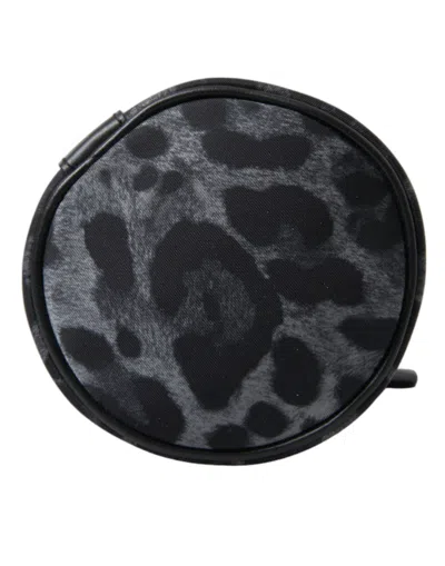Dolce & Gabbana Black Leopard Round Slim Tote Bottle Cage Men's Bag In Black