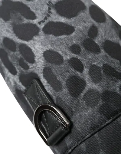 Dolce & Gabbana Black Leopard Round Slim Tote Bottle Cage Men's Bag In Black