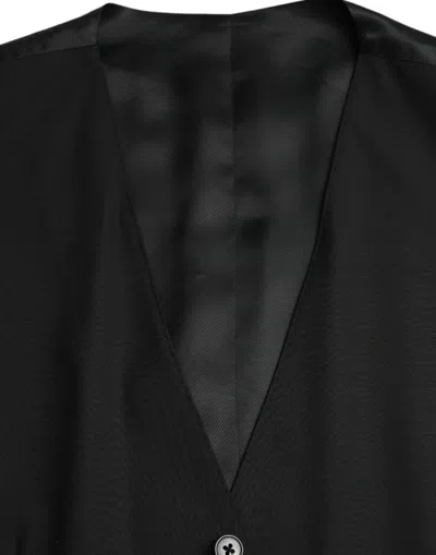 Dolce & Gabbana Black Wool Formal Dress Waistcoat Vest In Black