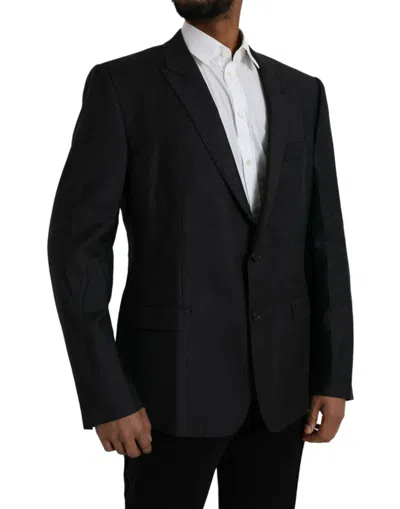 Dolce & Gabbana Black Wool Martini Single Breasted Coat Men's Blazer In Black