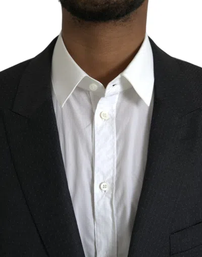 Dolce & Gabbana Black Wool Martini Single Breasted Coat Men's Blazer In Black