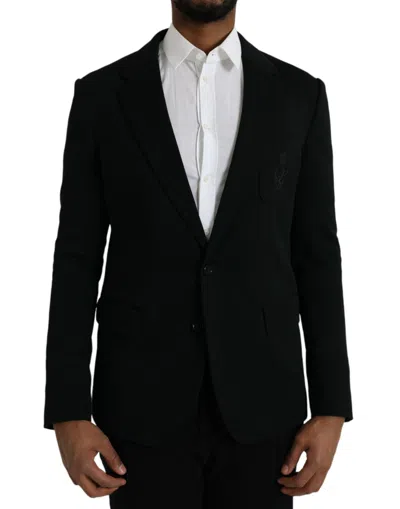 Dolce & Gabbana Black Wool Notch Single Breasted Coat Men's Blazer In Black