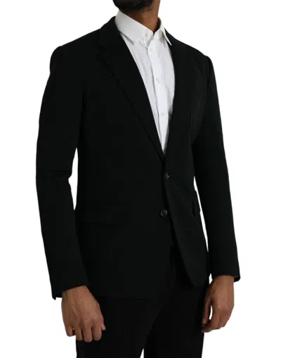 Dolce & Gabbana Black Wool Notch Single Breasted Coat Men's Blazer In Black