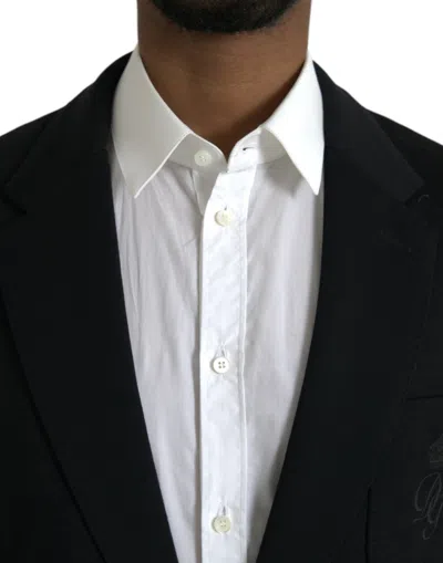 Dolce & Gabbana Black Wool Notch Single Breasted Coat Men's Blazer In Black