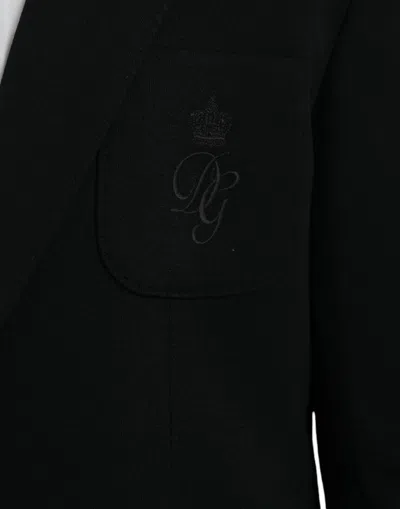 Dolce & Gabbana Black Wool Notch Single Breasted Coat Men's Blazer In Black