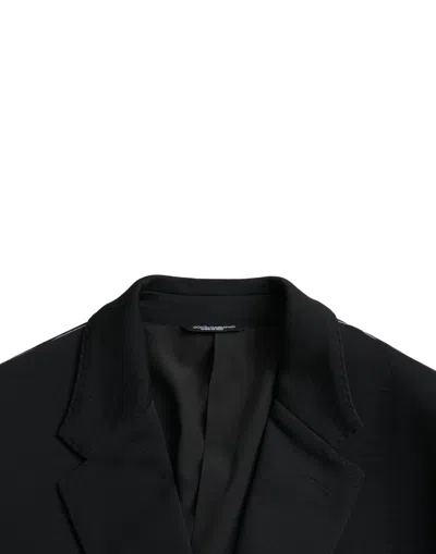 Dolce & Gabbana Black Wool Notch Single Breasted Coat Men's Blazer In Black
