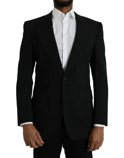 Dolce & Gabbana Black Wool Single Breasted Coat Men's Blazer In Black