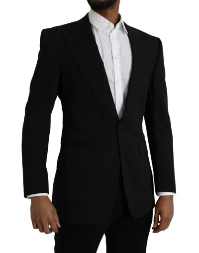 Dolce & Gabbana Black Wool Single Breasted Coat Men's Blazer In Black