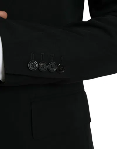 Dolce & Gabbana Black Wool Single Breasted Coat Men's Blazer In Black