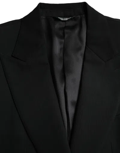 Dolce & Gabbana Black Wool Single Breasted Coat Men's Blazer In Black