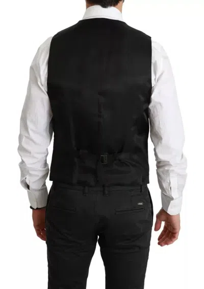 Pre-owned Dolce & Gabbana Black Wool Stretch Waistcoat Formal Dress Men's Vest ()