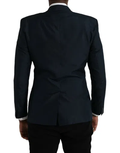 Dolce & Gabbana Blue Gold Notch Single Breasted Coat Men's Blazer In Blue