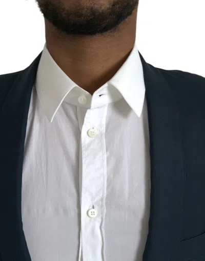 Dolce & Gabbana Blue Gold Notch Single Breasted Coat Men's Blazer In Blue