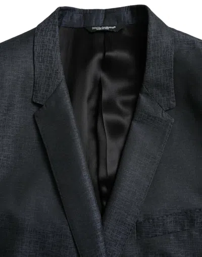 Dolce & Gabbana Blue Wool Gold Single Breasted Coat Men's Blazer In Blue