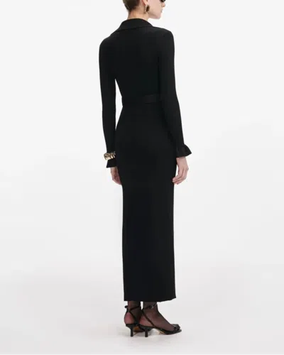 Self-portrait Black Ribbed Knit Maxi Dress In Black