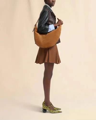 Marni Brown Suede Dot Small Hobo Bag In Brown