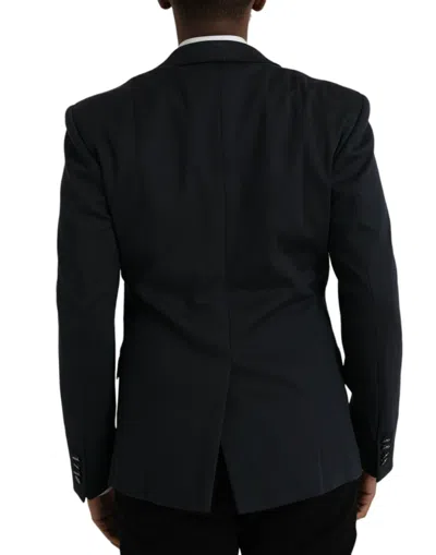 Dolce & Gabbana Dark Blue Cotton Single Breasted Coat Men's Blazer In Blue