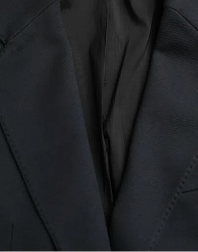 Dolce & Gabbana Dark Blue Cotton Single Breasted Coat Men's Blazer In Blue