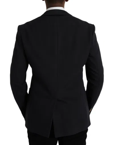 Dolce & Gabbana Dark Blue Crown Bee Double Breasted Men's Blazer In Blue