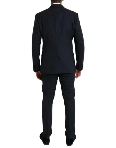 Dolce & Gabbana Dark Blue Martini Wool Formal 3 Piece Men's Suit In Blue