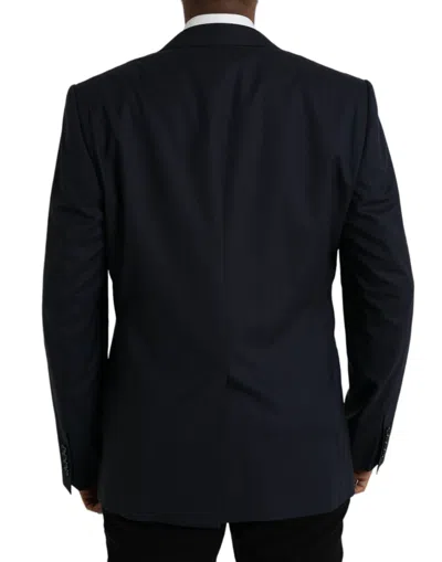 Dolce & Gabbana Dark Blue Wool Single Breasted Coat Men's Blazer In Blue
