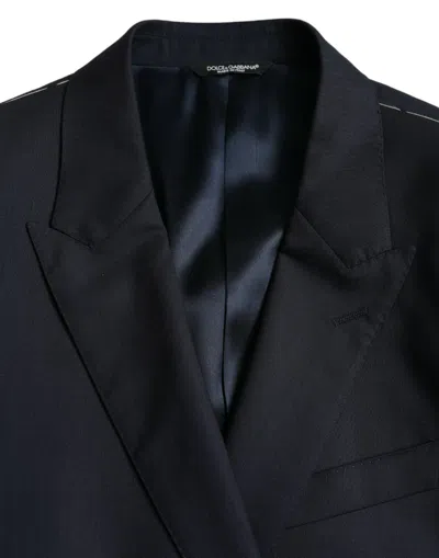 Dolce & Gabbana Dark Blue Wool Single Breasted Coat Men's Blazer In Blue