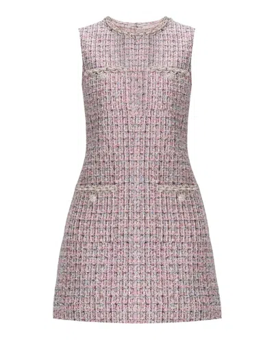 Self-portrait Pink Boucle Sleeveless Mini Dress In Pink