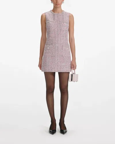 Self-portrait Pink Boucle Sleeveless Mini Dress In Pink