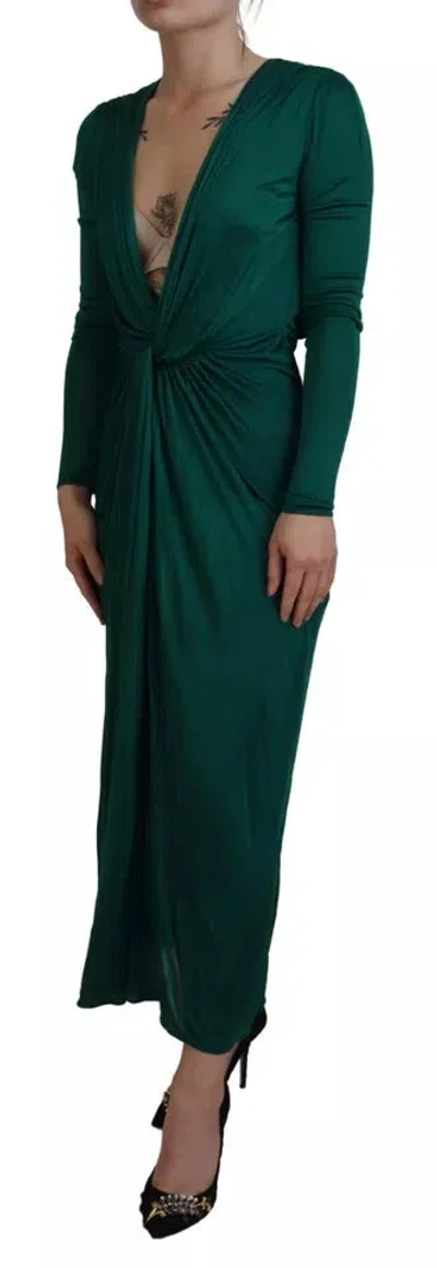 Pre-owned Dolce & Gabbana Dark Green Viscose Long Sleeve Midi Women's Dress ()