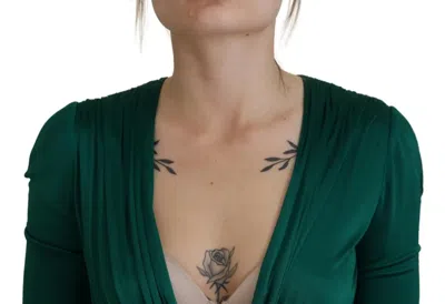 Pre-owned Dolce & Gabbana Dark Green Viscose Long Sleeve Midi Women's Dress ()