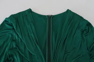 Pre-owned Dolce & Gabbana Dark Green Viscose Long Sleeve Midi Women's Dress ()