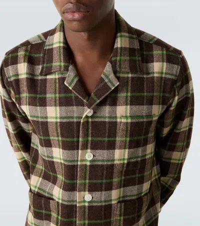 Bode Woodcrest Camp-collar Checked Wool-flannel Overshirt In Brown