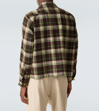 Bode Woodcrest Camp-collar Checked Wool-flannel Overshirt In Brown