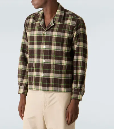 Bode Woodcrest Camp-collar Checked Wool-flannel Overshirt In Brown