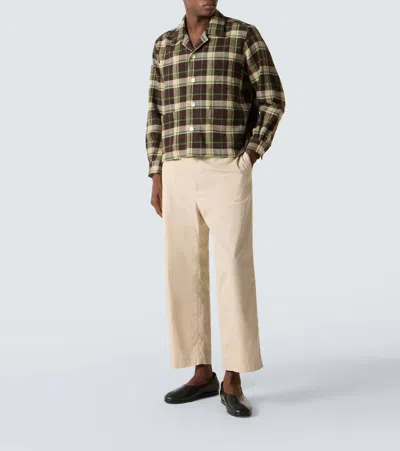 Bode Woodcrest Camp-collar Checked Wool-flannel Overshirt In Brown