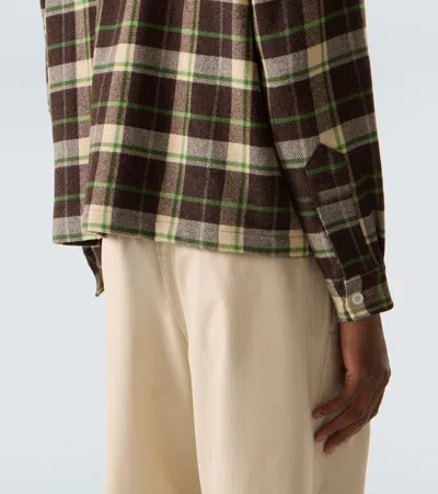 Bode Woodcrest Camp-collar Checked Wool-flannel Overshirt In Brown