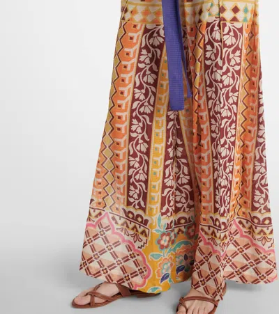 印花高腰阔腿裤