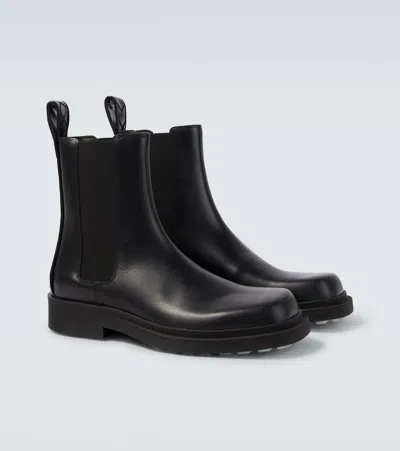 Bottega Veneta Leather Intrecciato-detail Ben Chelsea Boots In Black