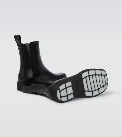 Bottega Veneta Leather Intrecciato-detail Ben Chelsea Boots In Black