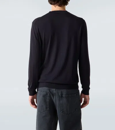Prada Black Wool Sweater In Blue