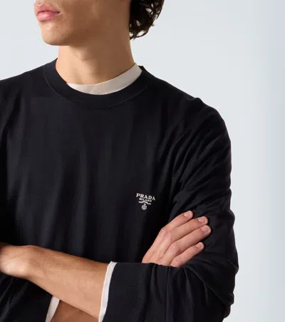 Prada Black Wool Sweater In Blue