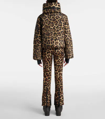 Goldbergh Pantera Leopard-print Hooded Padded Recycled Down Ski Jacket In Animal Print