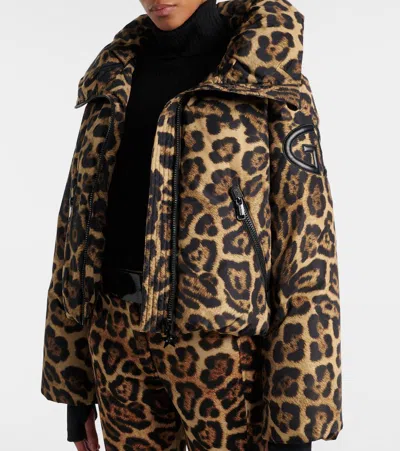 Goldbergh Pantera Leopard-print Hooded Padded Recycled Down Ski Jacket In Animal Print