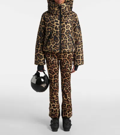 Goldbergh Pantera Leopard-print Hooded Padded Recycled Down Ski Jacket In Animal Print