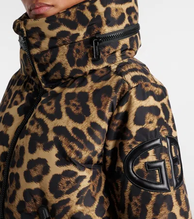 Goldbergh Pantera Leopard-print Hooded Padded Recycled Down Ski Jacket In Animal Print