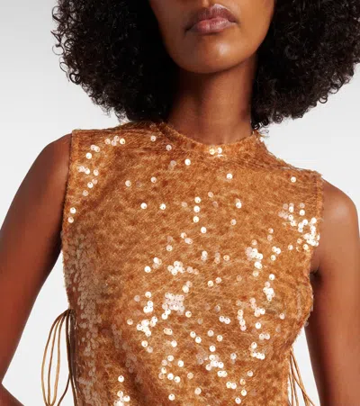 Christopher Esber Illuminate Sequined Tulle Gown In Brown