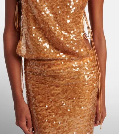 Christopher Esber Illuminate Sequined Tulle Gown In Brown