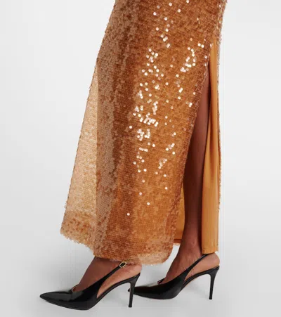 Christopher Esber Illuminate Sequined Tulle Gown In Brown
